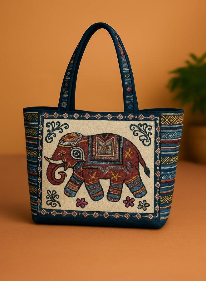 CULT FACTORY Designer Elephant Handbag for Women Stylish Latest Big Hand Bag for Women Shoulder Hand Bag for Office Use (Blue) - Image 2